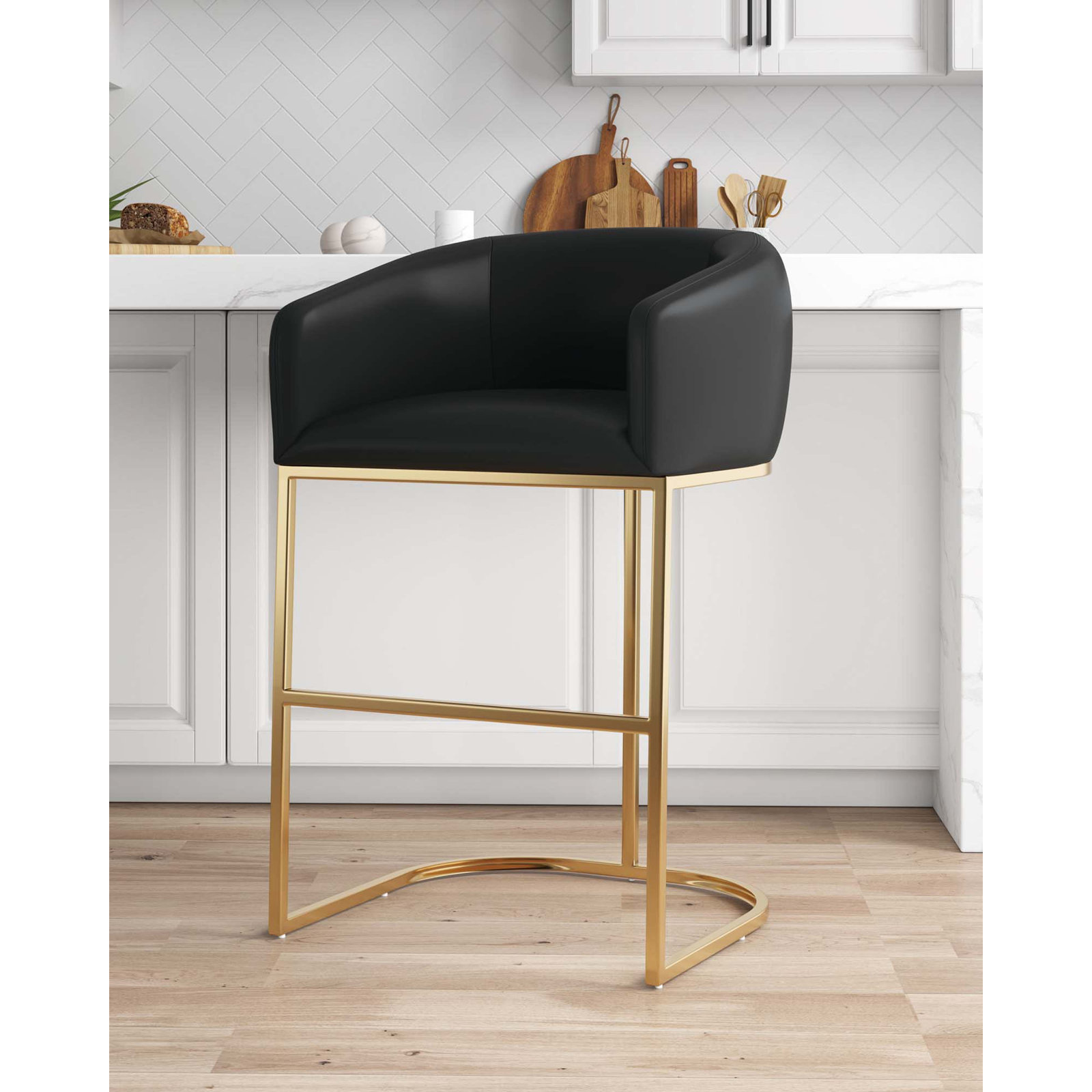 Louvre Bar and Counter Stool, Bar Stool (30" Seat Height), Black