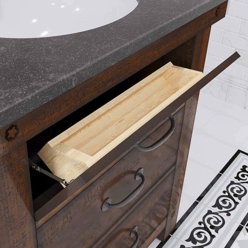 Jessen 30'' W Single Vanity, Rostic Sienna, Carrara White