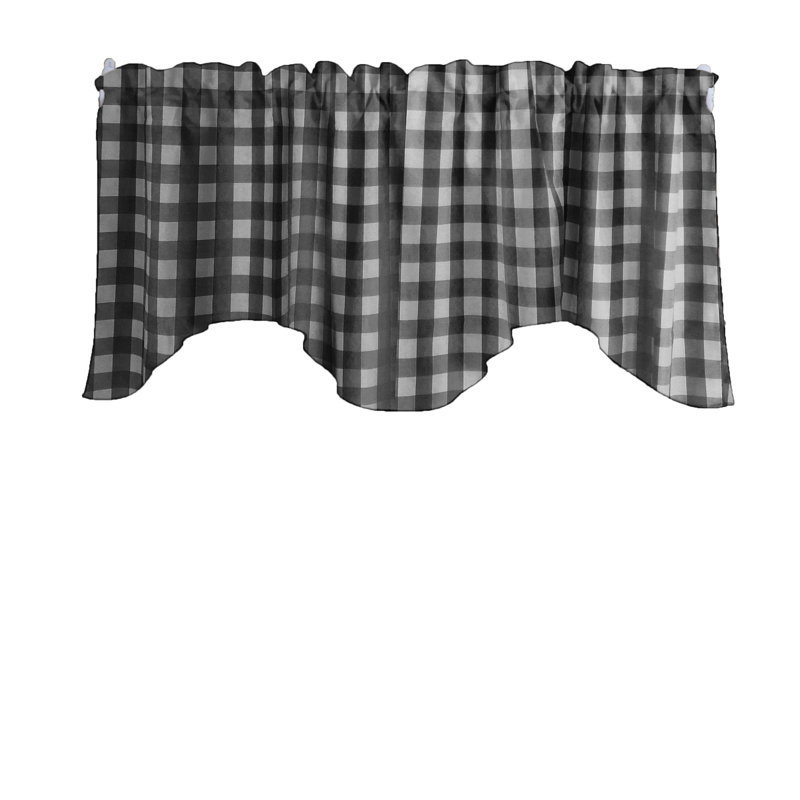Cantonnière festonnée à carreaux Gingham, Noir, noir, noir, noir