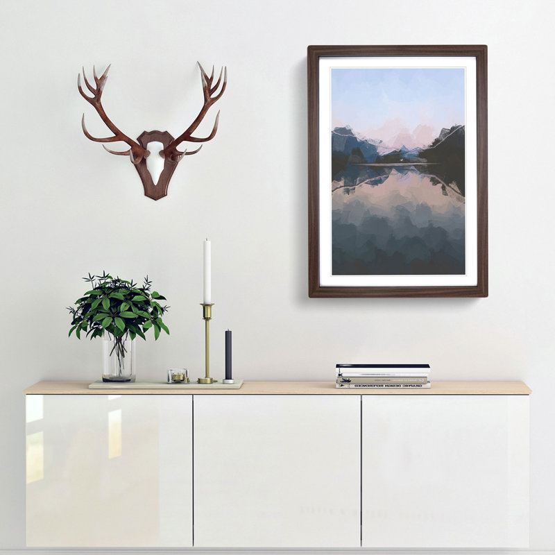 Italian Lake in Abstract - Framed Print, 65cm H x 48cm W x 2cm D, Walnut Framed
