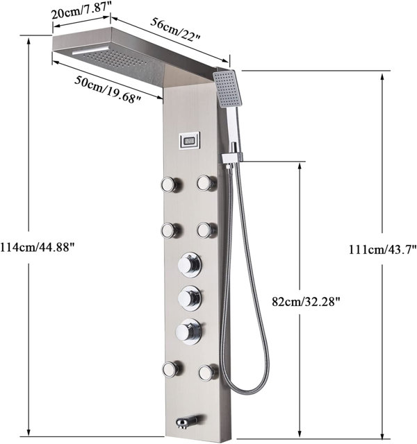 Senlesen 43.7'' Shower Panel with Fixed Shower Head & Reviews | Wayfair