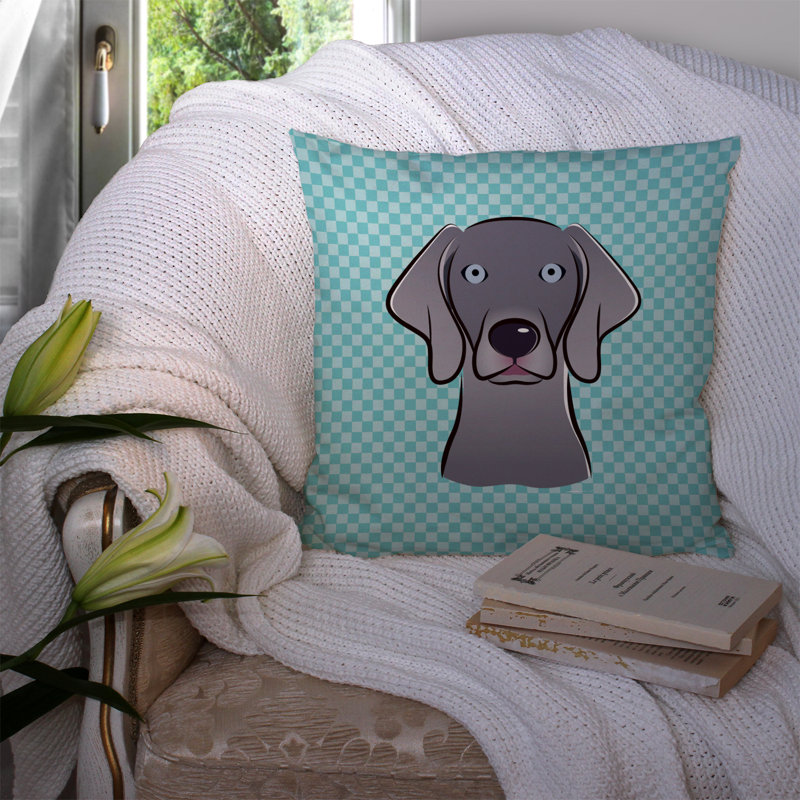 Coussin décoratif intérieur/extérieur weimar damier, H 14 po x l 14 po x P 4 po, Bleu