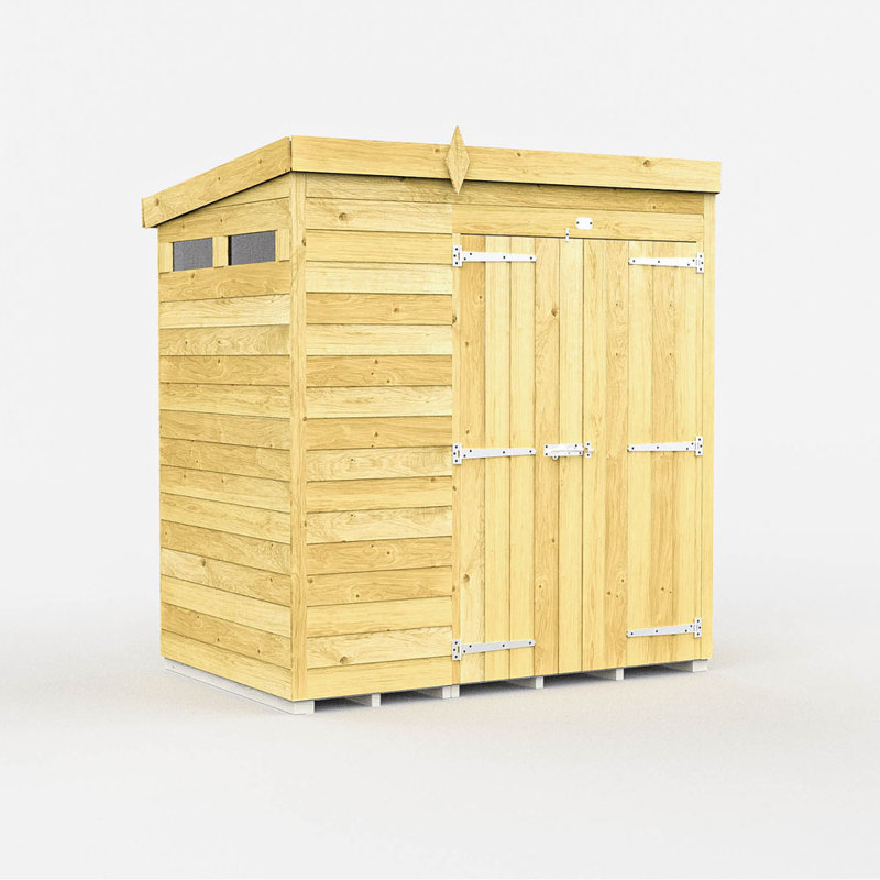 7ft x 4ft Pent Security Shed - Double Door