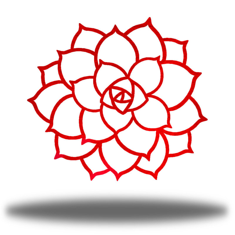 Succulente décoration murale en métal, H 30 po x l 30 po x P 0,06 po, Rouge