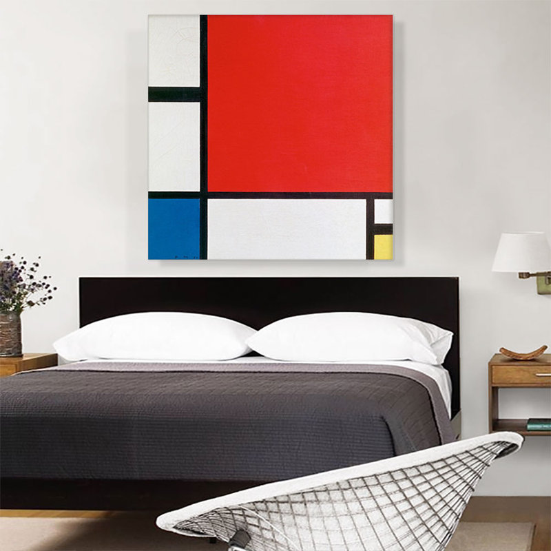 "Composition avec rouge, bleu et jaune" par Piet Mondrian - reproduction d'art sur toile tendue, H 36 po x l 36 po x 1,5 po