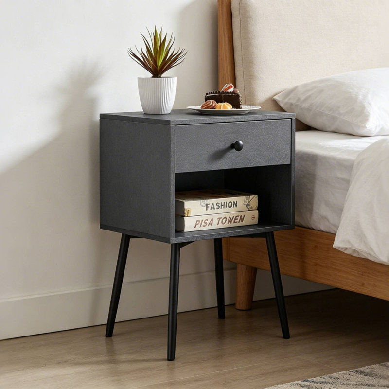 Almendarez 15.7'' W Metal Nightstand, Gray