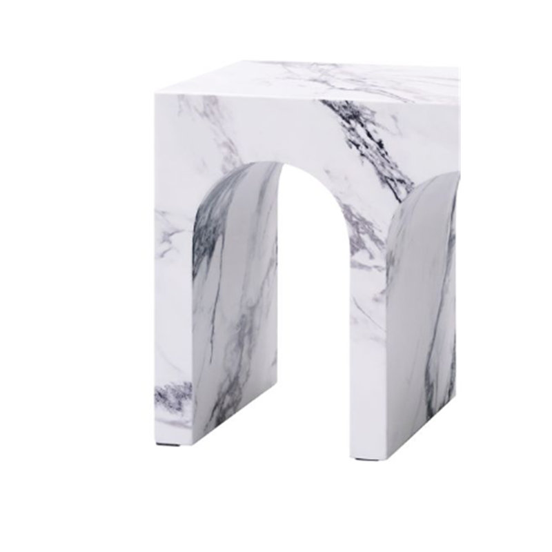 Fritzy Square End Table In White Engineered Stone