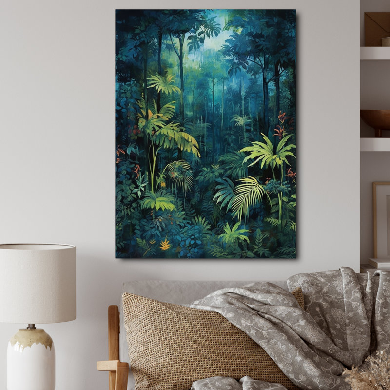 Jungle Expedition - Art mural forêt, H 32 po x l 24 po x P 1 po, Toile tendue