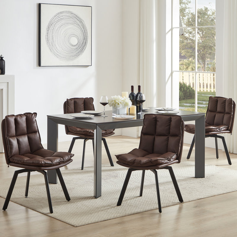 Ensemble de 4 chaises de salle à manger pivotantes rembourrées, Noir, 4