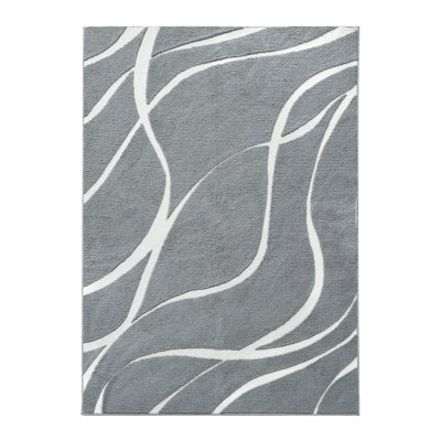 Paxston Modern Shag Grey Area Rug With Non-Slip Backing