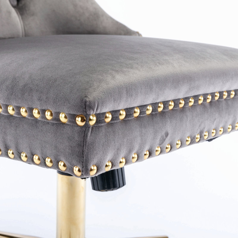 Chaise de bureau Furniture, fauteuil de bureau capitonné en velours avec base en métal doré