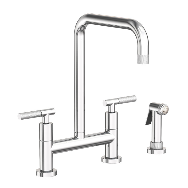 Kitchen Bridge Faucet With Side Spray, Polished Chrome