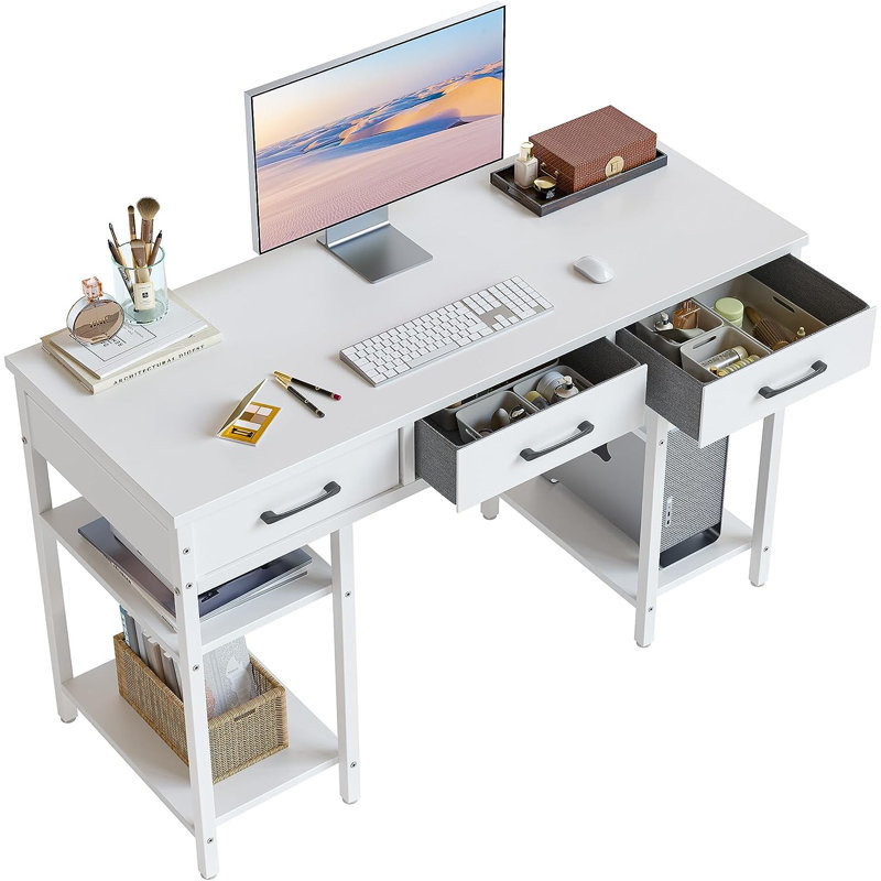 Cavisson Metal Base Computer Desk, White