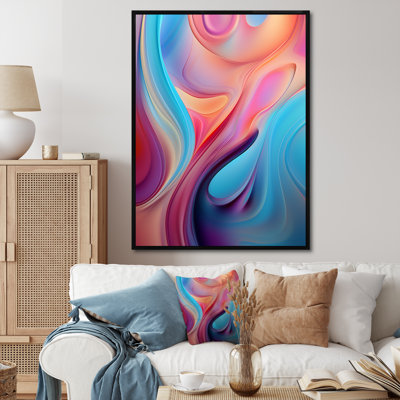 Transitional Pink And Blue Shapes III - Abstract Canvas Wall Art