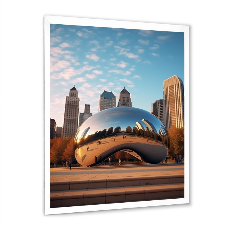 Iconic Chicago Skyline I sur impression sur toile, H 40 po x l 30 po x P 1,5 po, Cadre photo blanc
