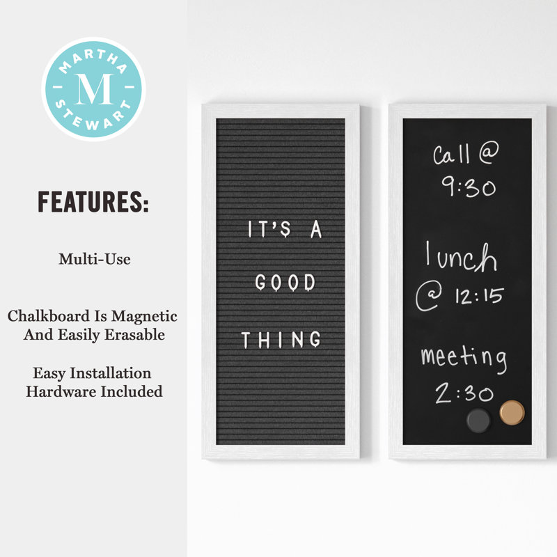 White Woodgrain Cork, Chalk, and Letter Board Set with Magnets