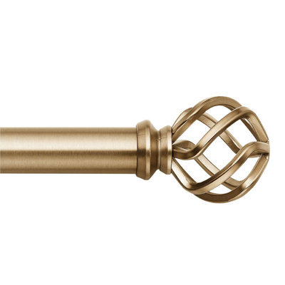 Mode Premium Collection 1 1/8 in Diameter Curtain Rod Set with Round Birdcage Finials and Steel Wall Mounted Adjustable Rod