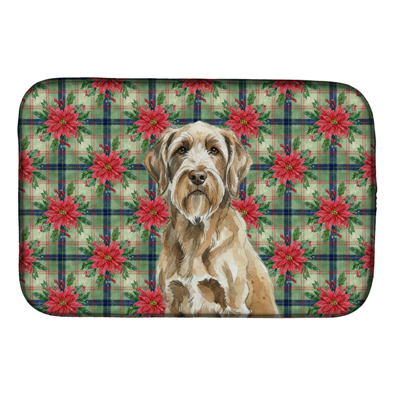 Tapis de vaisselle Spinone Italiano Christmas PoinsettIas