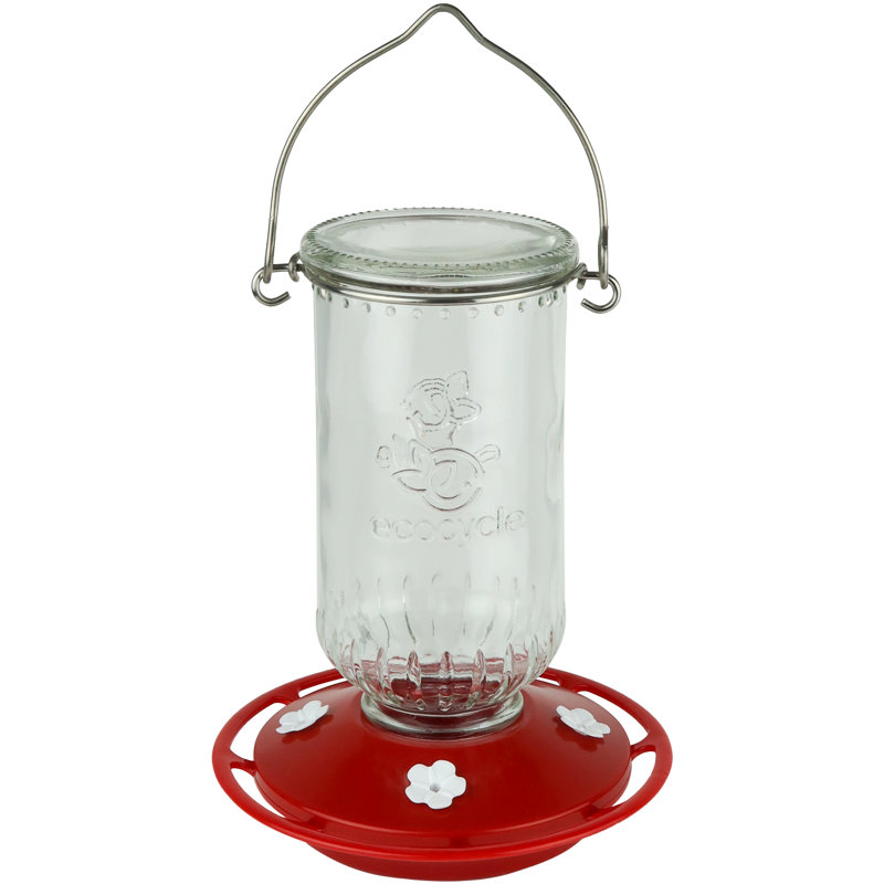 Mangeoire pour colibris en verre recyclé EcoCycle Ruby Roost de Nature's Way 17 oz, transparent