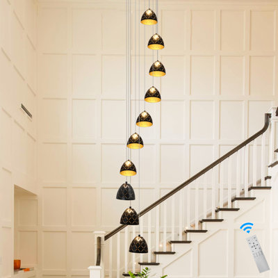 10 - Light LED Dimmable Pendant Long Staircase Chandelier