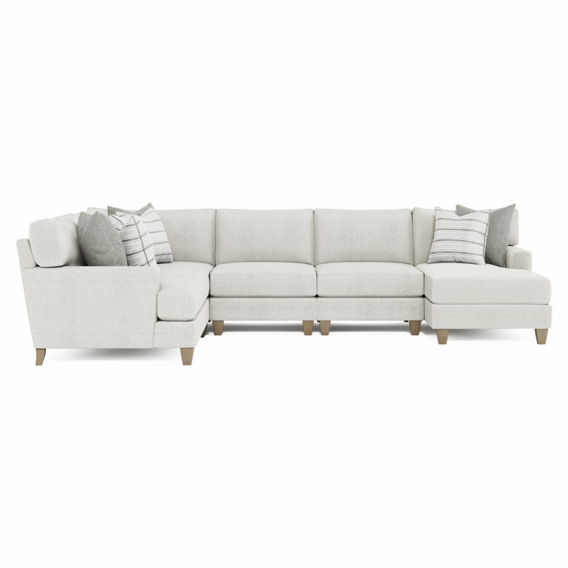 Mila 5-Piece Left Facing Fabric Sectional, Right Hand Facing, 33.50" H x 137" W x 33.50" D