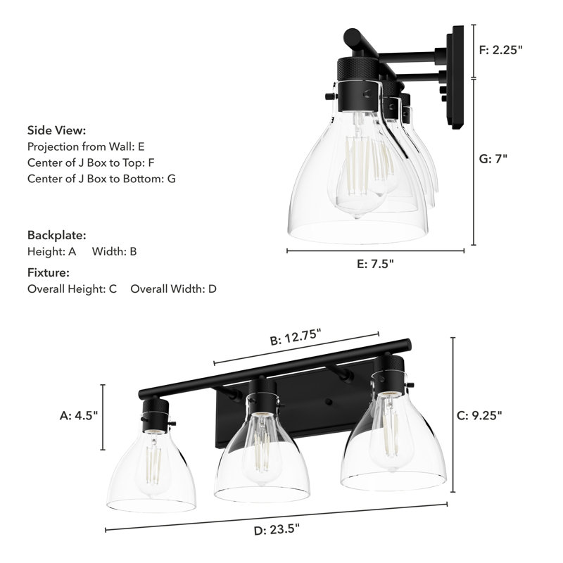 Van Nuys 3 - Light Dimmable Vanity Light, Matte Black
