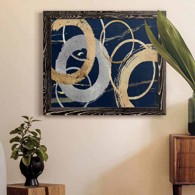 Atmosphere II dorée - peinture sur toile encadrée, Noir, H 24 po x l 18 po x P 1,5 po