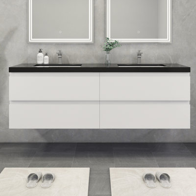 Kirker 72" Wall-Mounted Double Bathroom Vanity Set