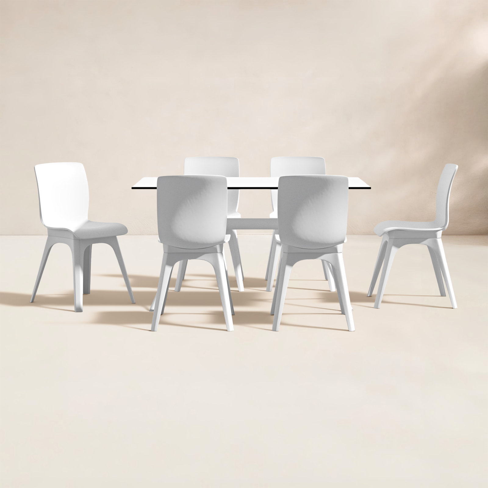 Saranna 55.1'' Rectangular 6 - Person Outdoor Dining Set, White