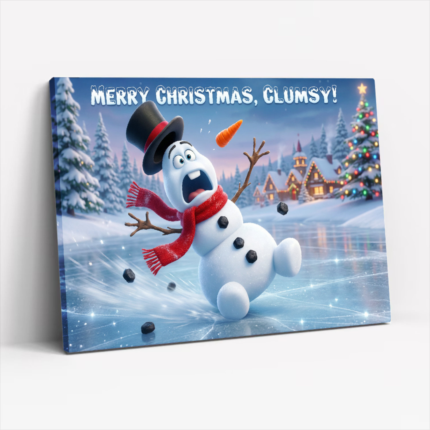 Alcott Hill® Merry Christmas Clumsy Snowman Cartoon Print Canvas ...