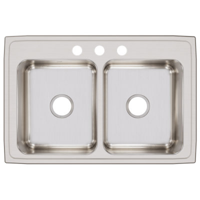 Lustertone 33" L x 22" W Double Basin Drop-In Kitchen Sink