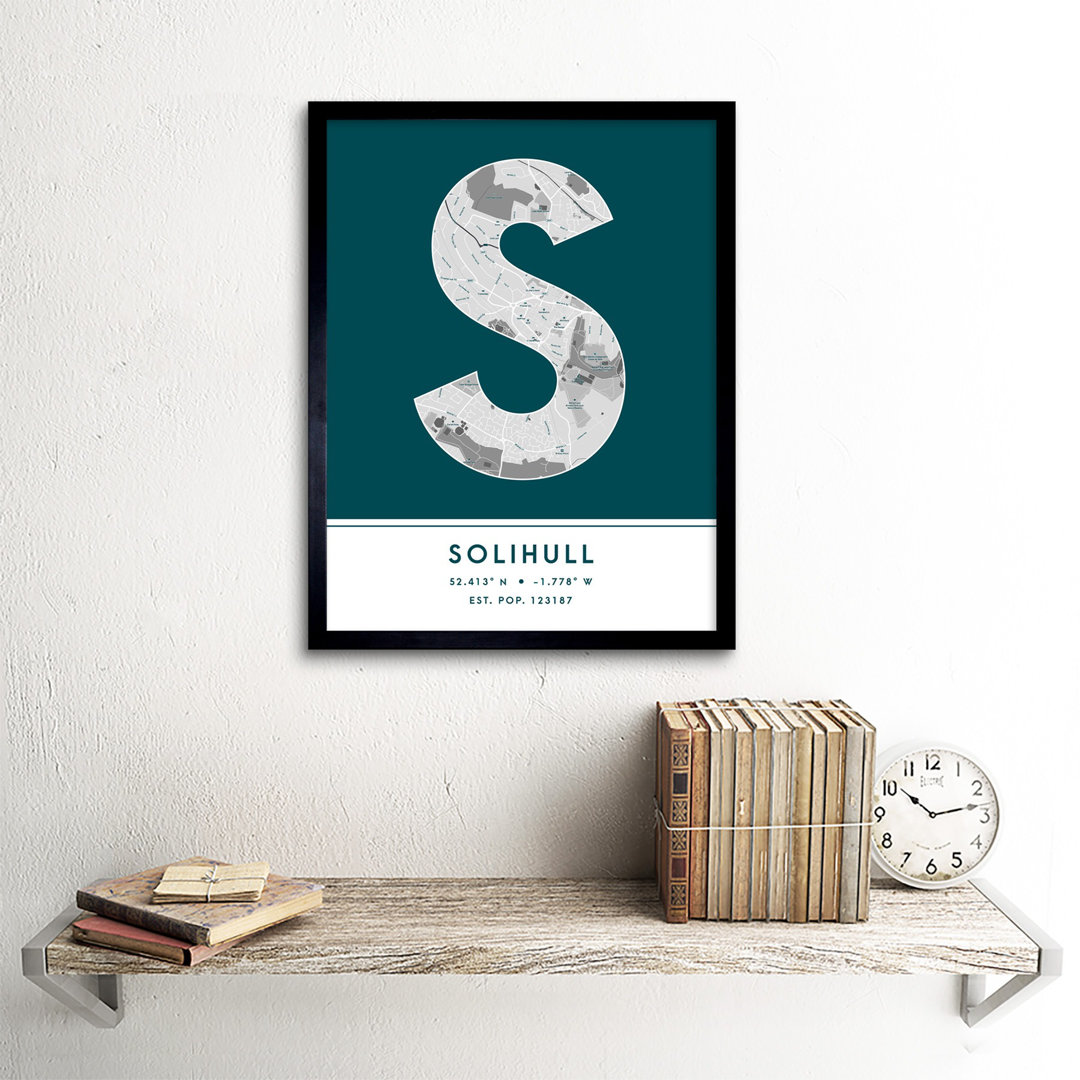 Solihull England United Kingdom City Map - Single Picture Frame Typography