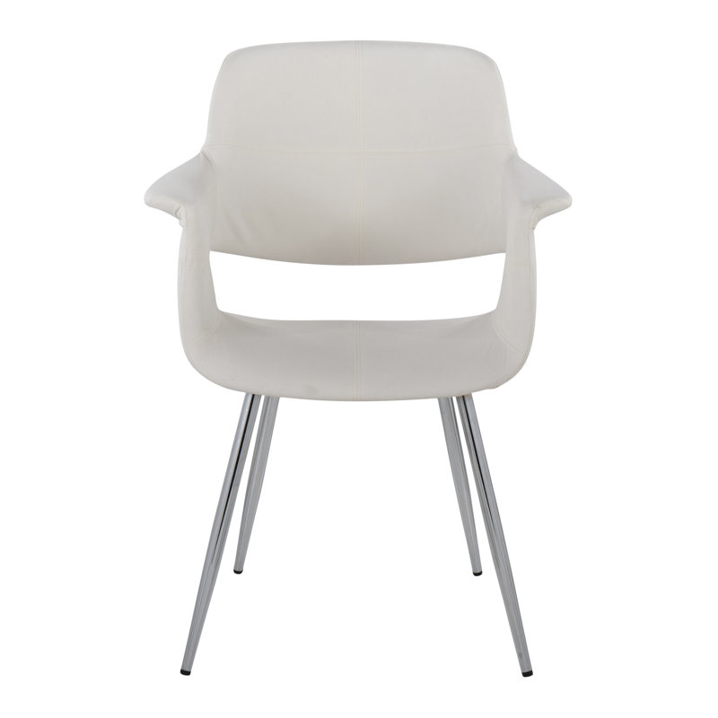 Quirico 16.5'' H Upholstered Armchair, Chrome, Cream