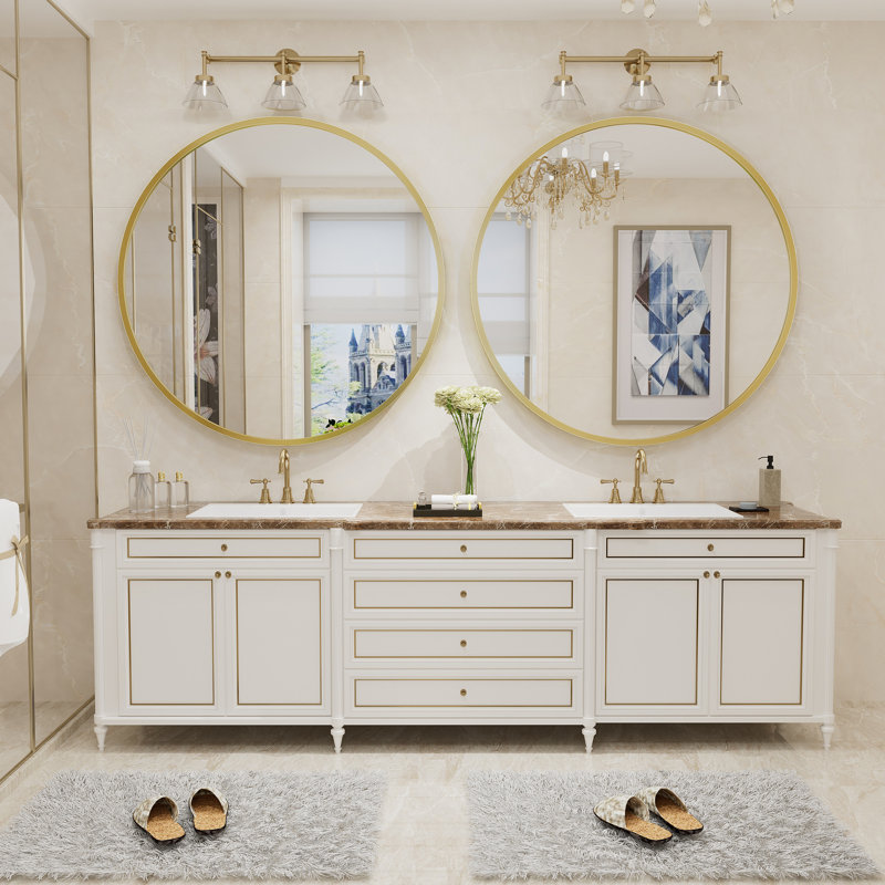 Miroir mural Amara, 48 po x 48 po, Or brossé
