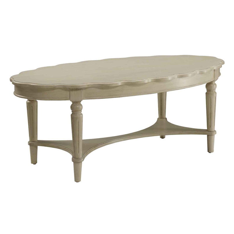 Table basse antique blanche avec tablette inférieure