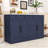 Set of 2 Freestanding Storage Cabinet with Drawer, Adjustable Shelves and Faux Marble Top-1099387788
