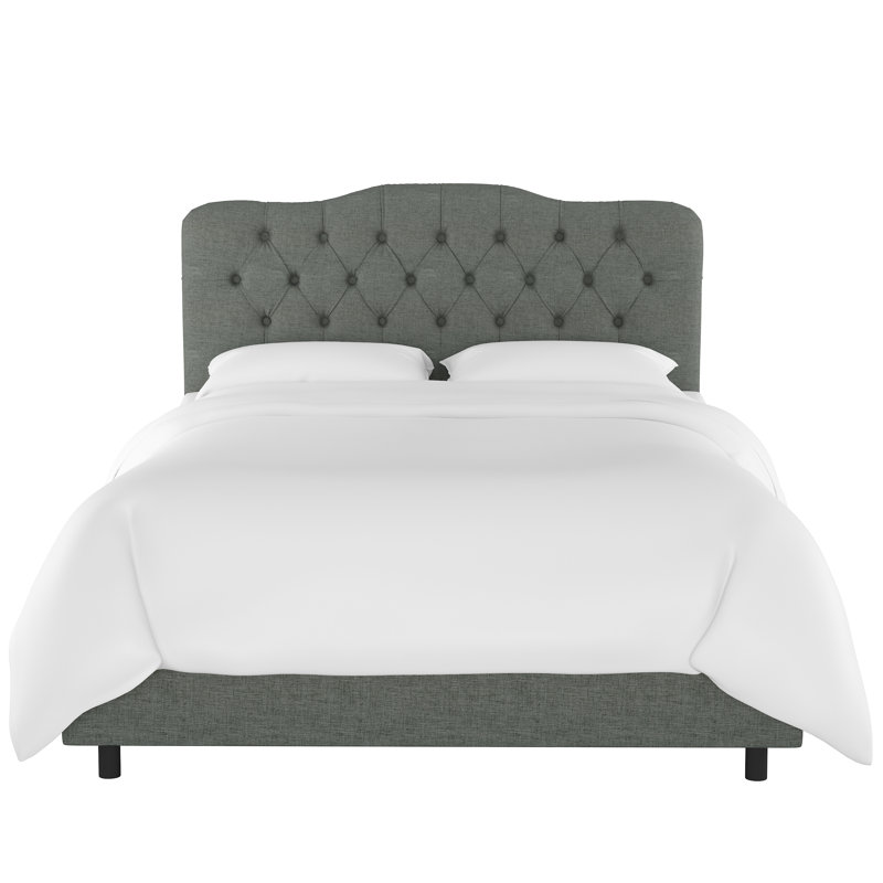 Napper Upholstered Bed, Zuma Charcoal Textured Linen, Full