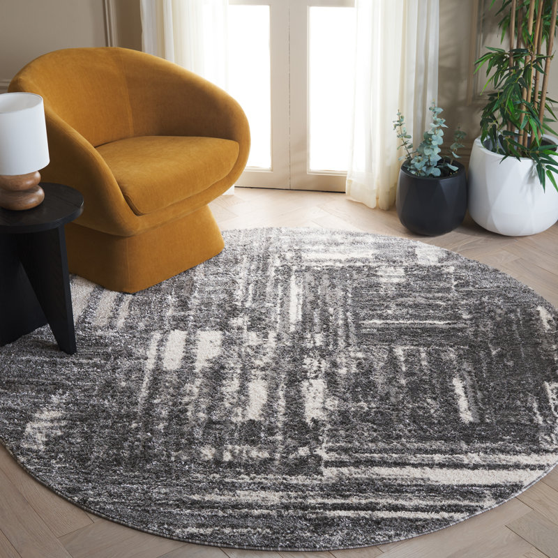 Darbyville Shag Performance Abstract Rug, Round 6'7"