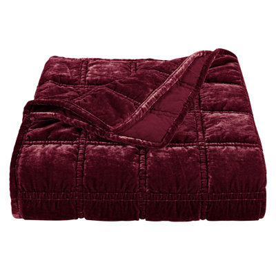 Stella Solid Faux Silk Velvet Double Box Stitch Romantic Western 50x60 inch Throw Blanket