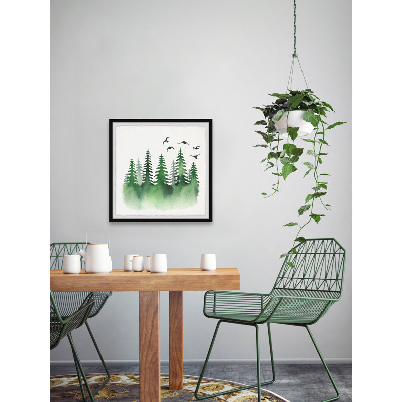 «Pine Tree Skyline» par Marmont Hill - peinture encadrée, H 12 po x l 12 po