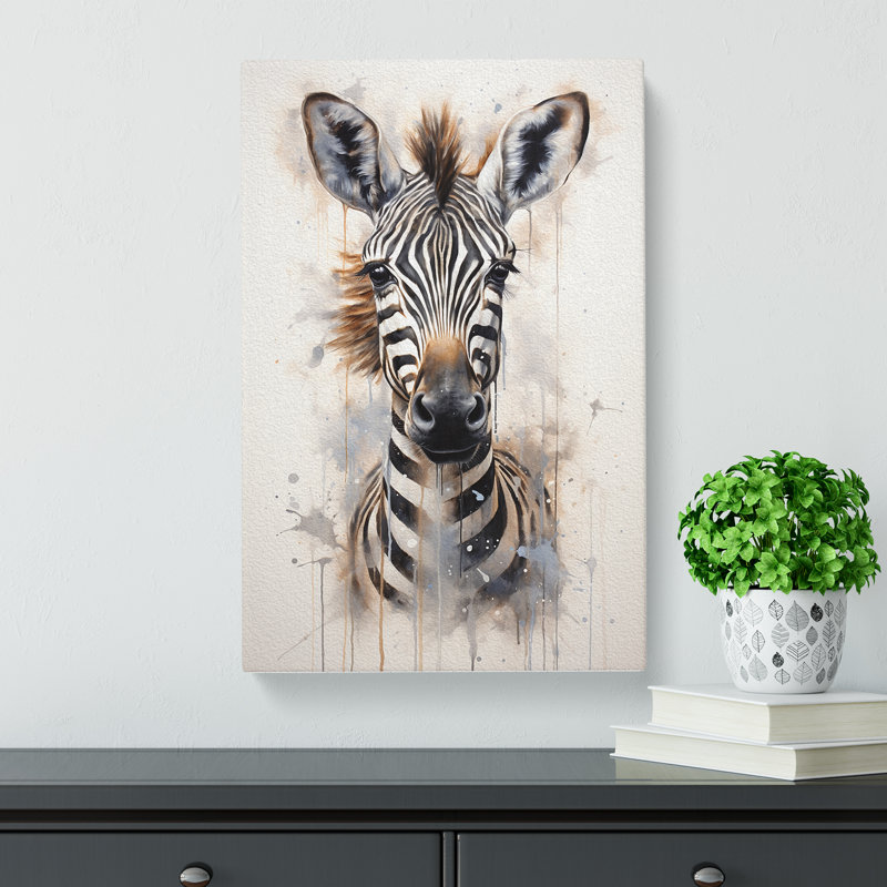 Zebra Painting - Wrapped Canvas, 50cm H x 35cm W x 3cm D