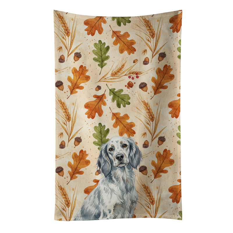 Blue Belton English Setter Heirloom Fall Kitchen Towel, Blue Belton English Setter