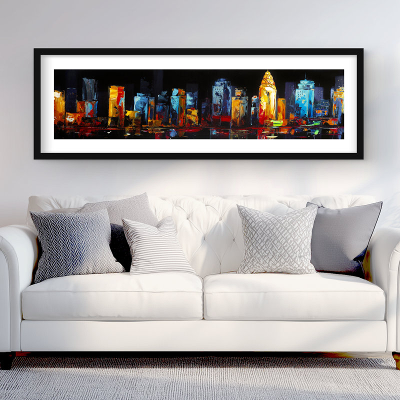 Paysage urbain abstrait de villes orange, impression encadrée