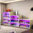 Led Lighted Shoe Box Holder With Glass - 3 Layers, Wood Built, Fits 9 Pairs Of Sneakers, Stackable 3-Layer Cabinet Doors, Material, Stores Stackable, Cubist Style-2131409723