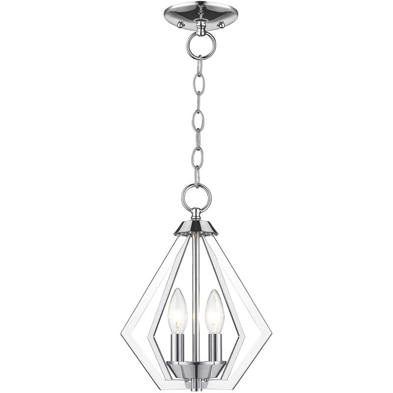 Lustre géométrique à 2 lumières Cathelijne, Chrome poli