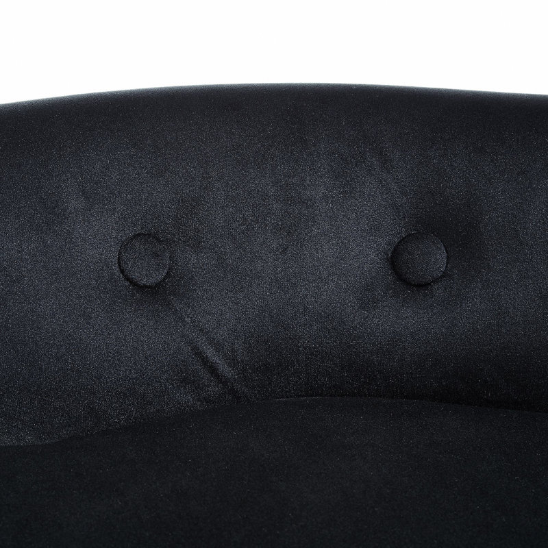 Tabouret de coiffeuse à dossier roulé en lin / velours avec garniture cloutée Bardot, Noir