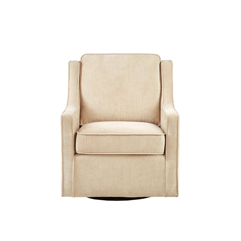 Logan 360-Degree Swivel Chair, Cream Polyester