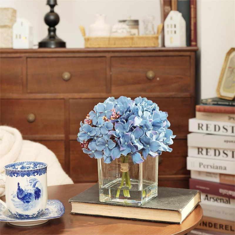 Silk Hydrangea Arrangement in Vase