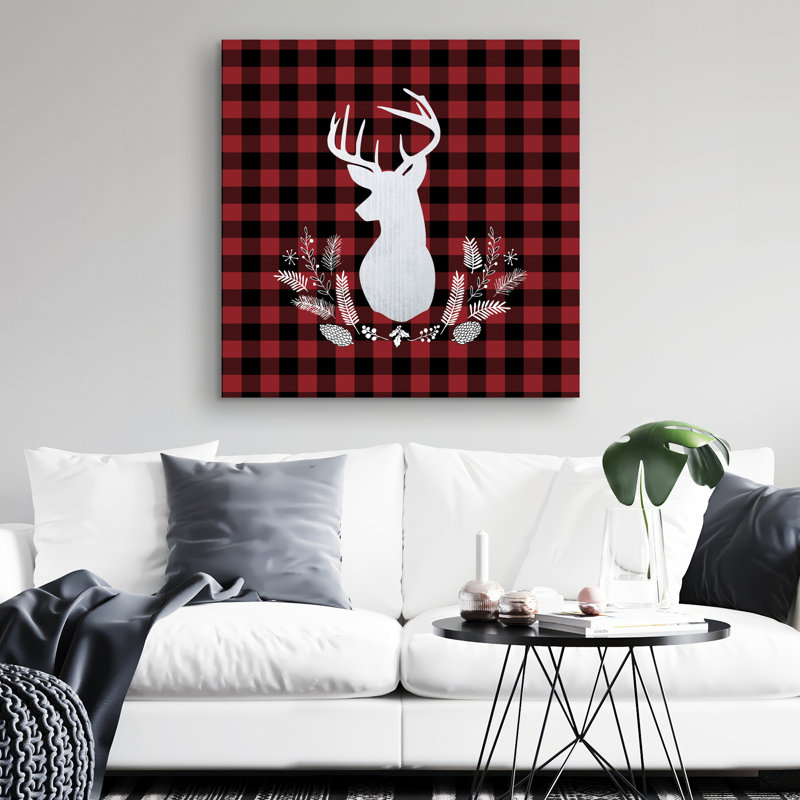 Deer plaid - 32"x32" art on canvas