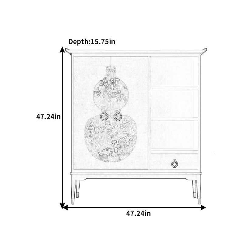 Buffet Esthétique classique, H 47,24 po x l 47,24 po x P 15,75 po, Noir